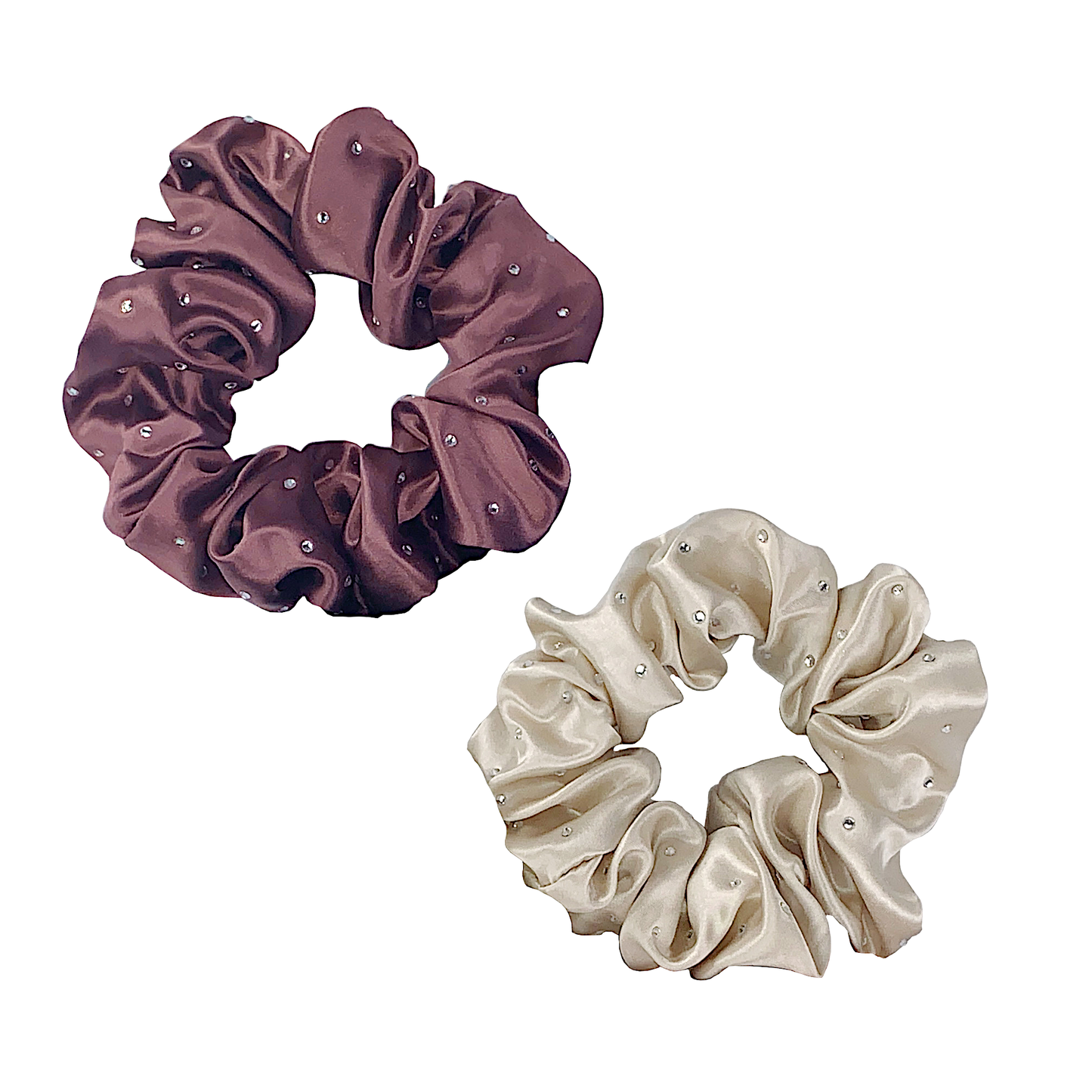 Silk Hair Ties with Crystals: Plum and Taupe