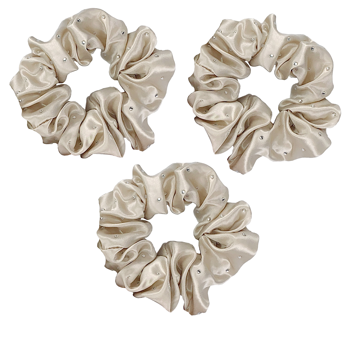 Silk Hair Ties with Crystals: Taupe