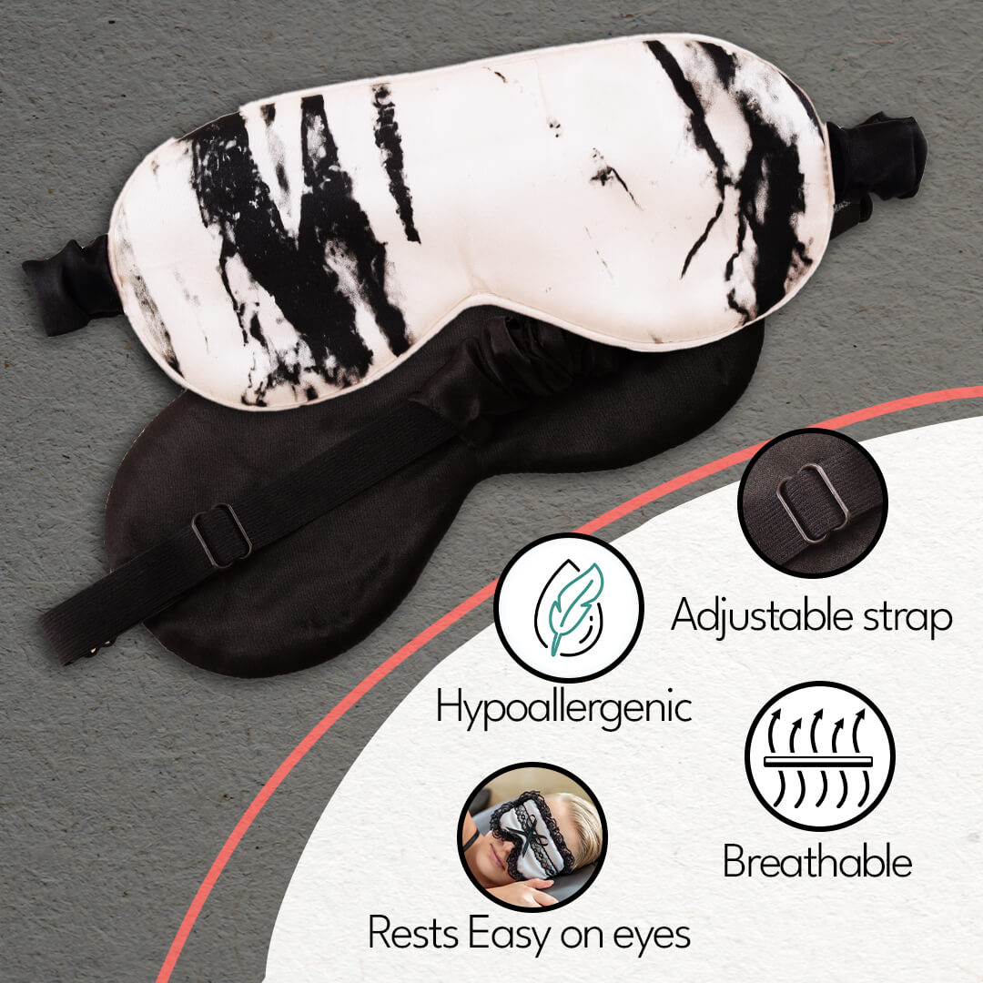 mulberry silk eye mask with silk filling white marble silk sleep eye mask white marble silk eye mask for sleeping  features
