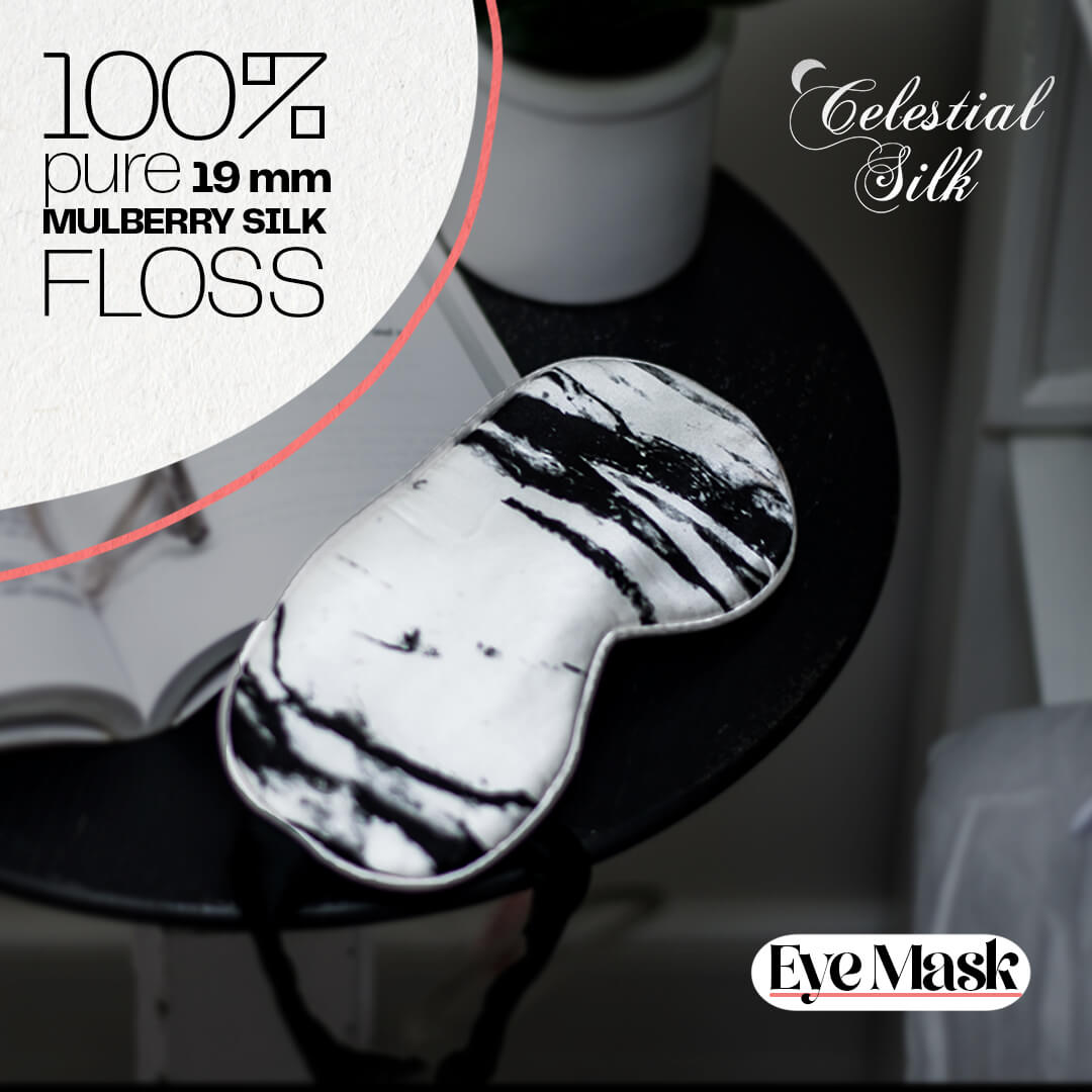 mulberry silk eye mask with silk filling white marble silk sleep eye mask white marble silk eye mask for sleeping on bedside table