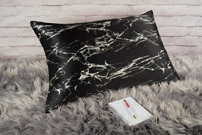 Silk Pillowcase - 25 Momme Pure Mulberry Silk - Black Marble