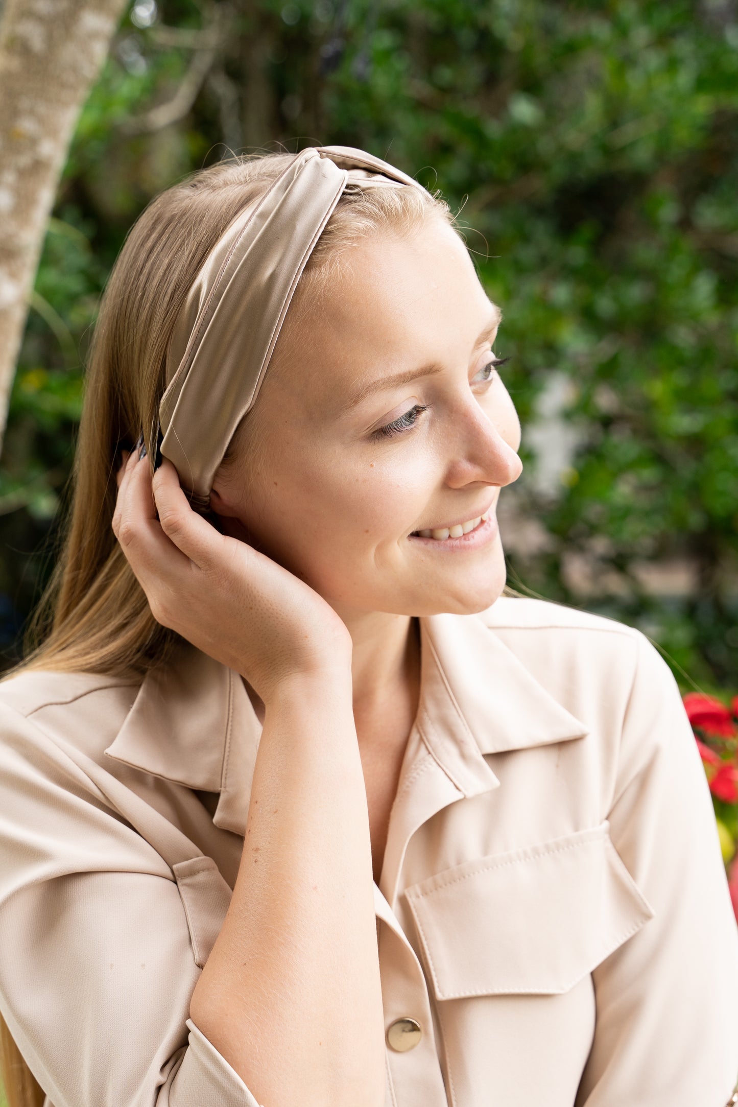 Mulberry Silk Twisted Headband - Taupe