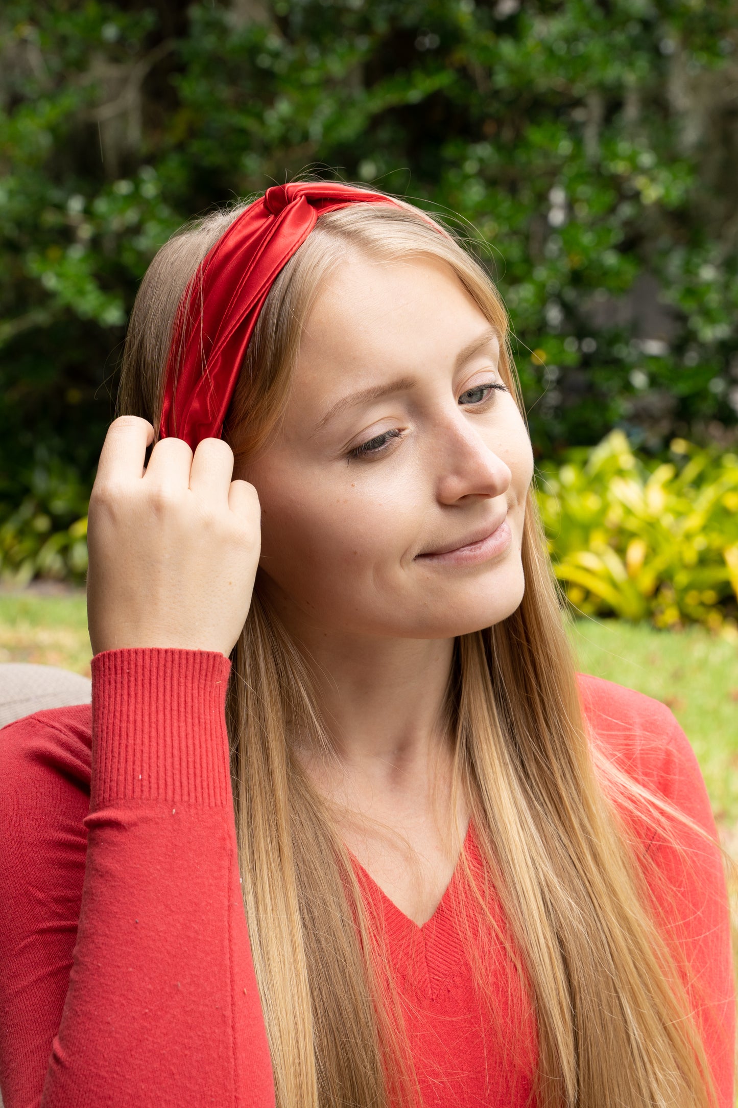 Mulberry Silk Twisted Headband - Red - Outlet