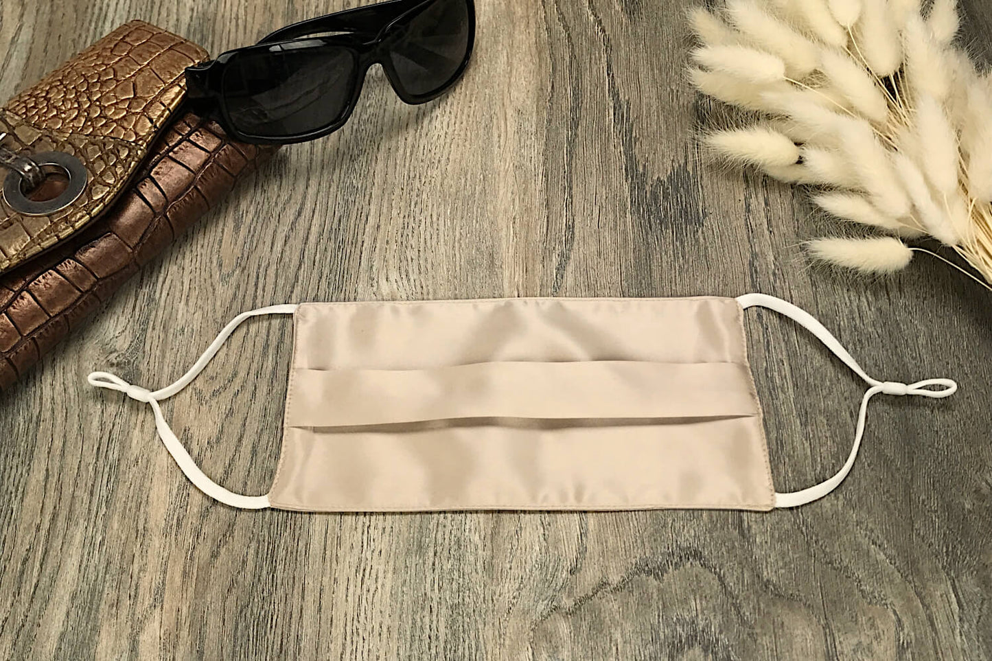 Silk Face Mask for Personal Use - Taupe (Pleated) - Outlet