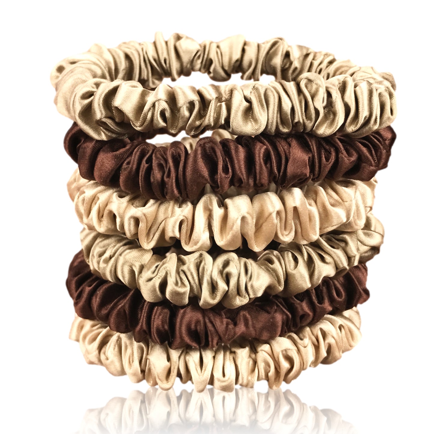 celestial silk mini silk scrunchies brown taupe dark taupe silk scrunchy set small silk scrunchy set chocolate taupe dark taupe brown