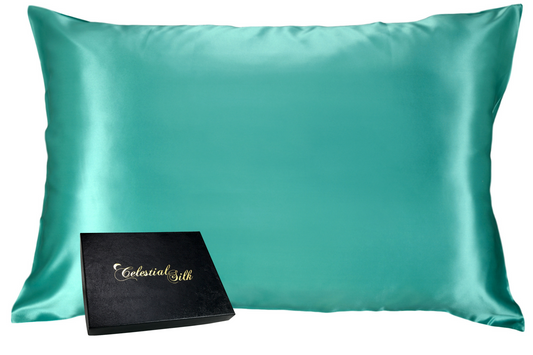 25 Momme Silk Pillowcase - Queen Aqua Zipper Closure