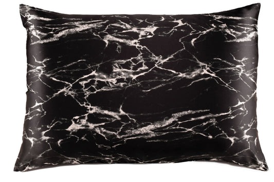 25 Momme Silk Pillowcase - King Black Marble Envelope Closure - Outlet