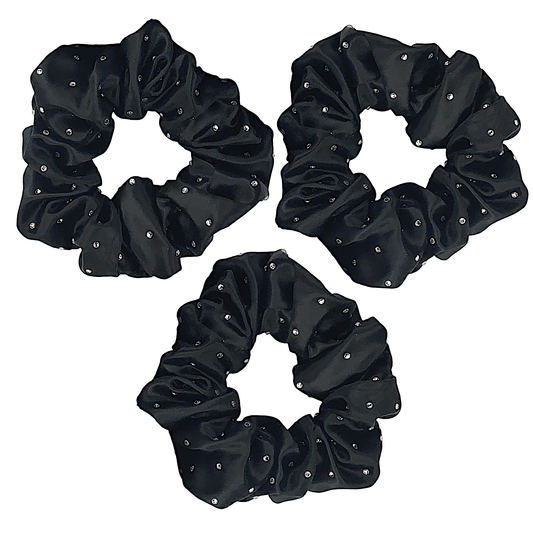 Silk Hair Ties with Crystals: Black