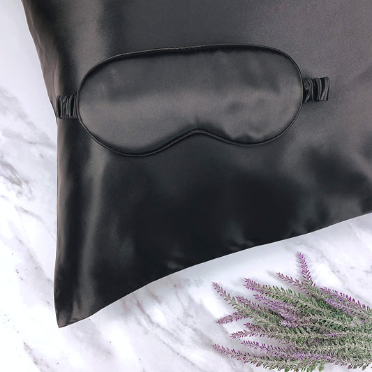 Black Silk Pillowcase & Eye Mask Gift Set