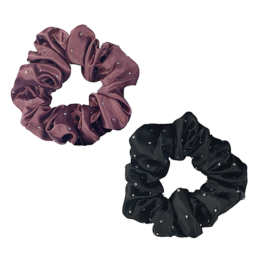 Silk Hair Ties with Crystals: Plum and Black