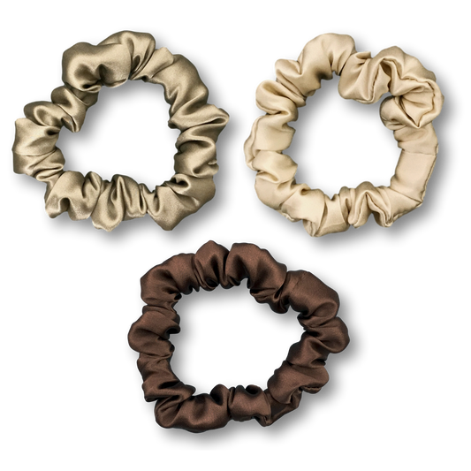 Silk Hair Ties - Chocolate, Taupe and Dark Taupe - Small