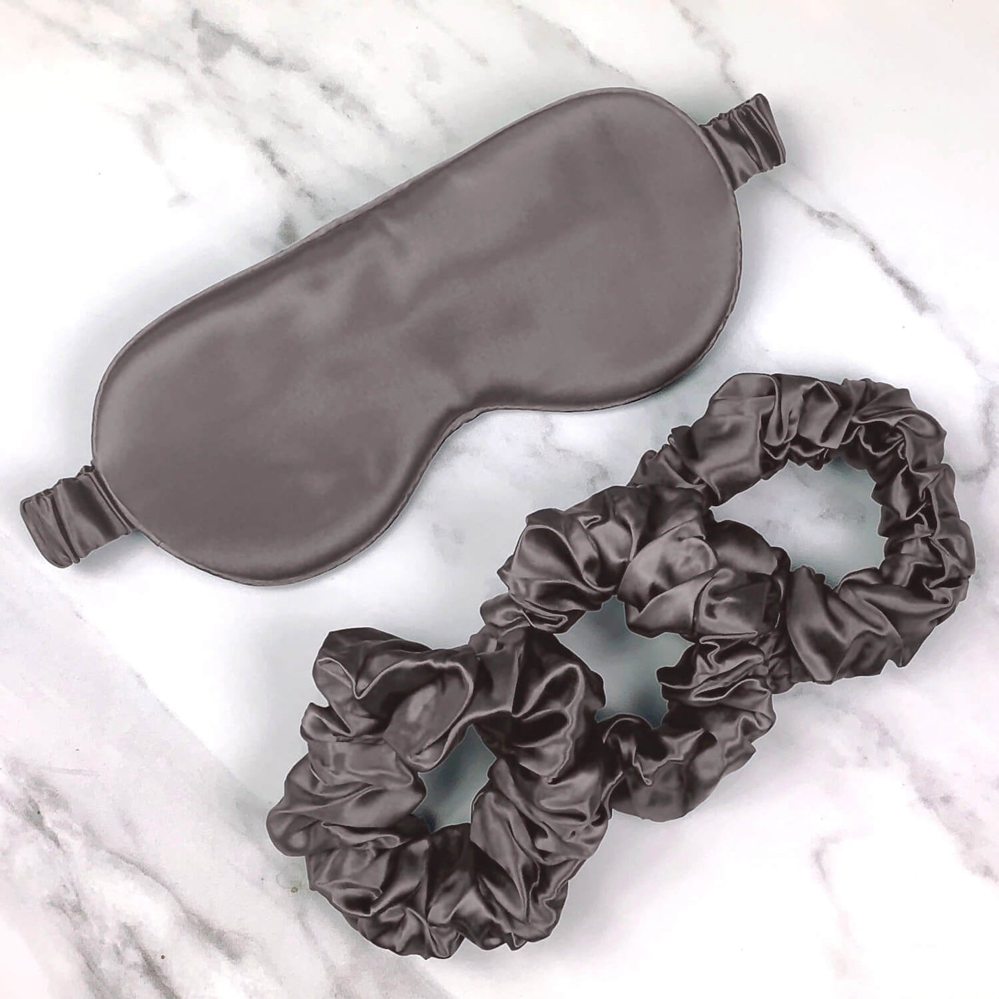 Charcoal Silk Pillowcase, Eye Mask & Scrunchies Gift Set
