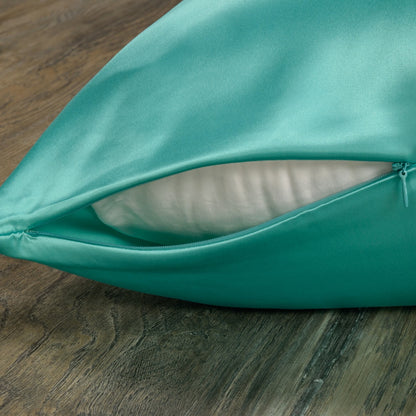 Celestial Silk aqua silk pillowcase with hidden zipper