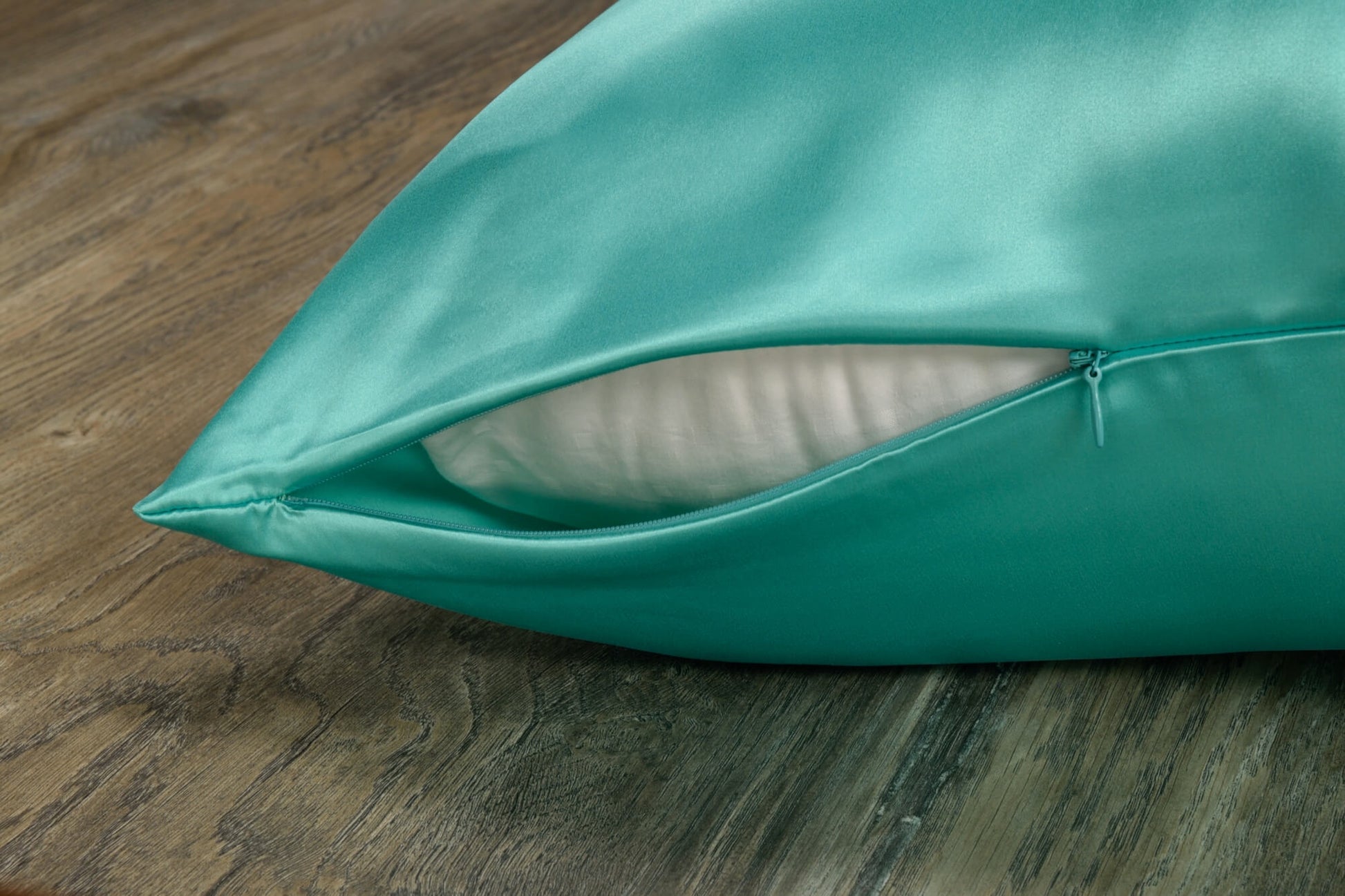 Celestial Silk aqua silk pillowcase with hidden zipper