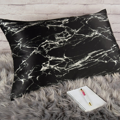 Silk Pillowcase - 25 Momme Pure Mulberry Silk - Black Marble