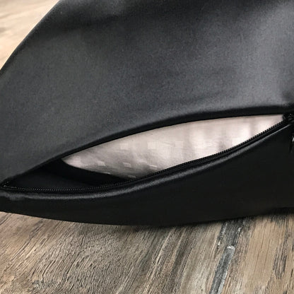 Celestial Silk black 25 mm silk pillowcase with invisible zipper closure