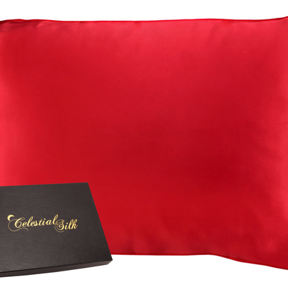 Celestial Silk Bright Red Silk Pillowcase