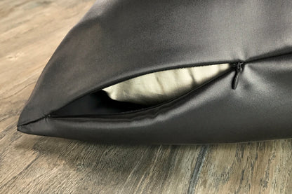 Celestial Silk 25 momme silk pillowcase charcoal gray with hidden zipper