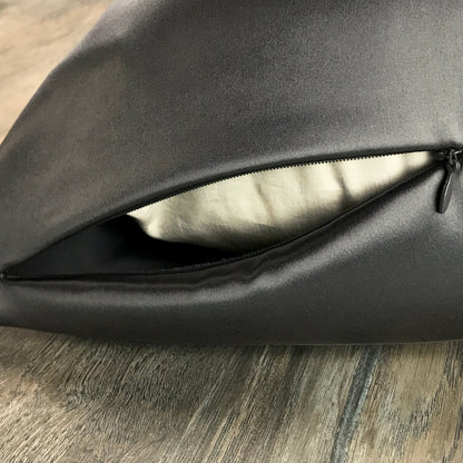 Celestial Silk charcoal gray silk pillowcase with hidden zipper