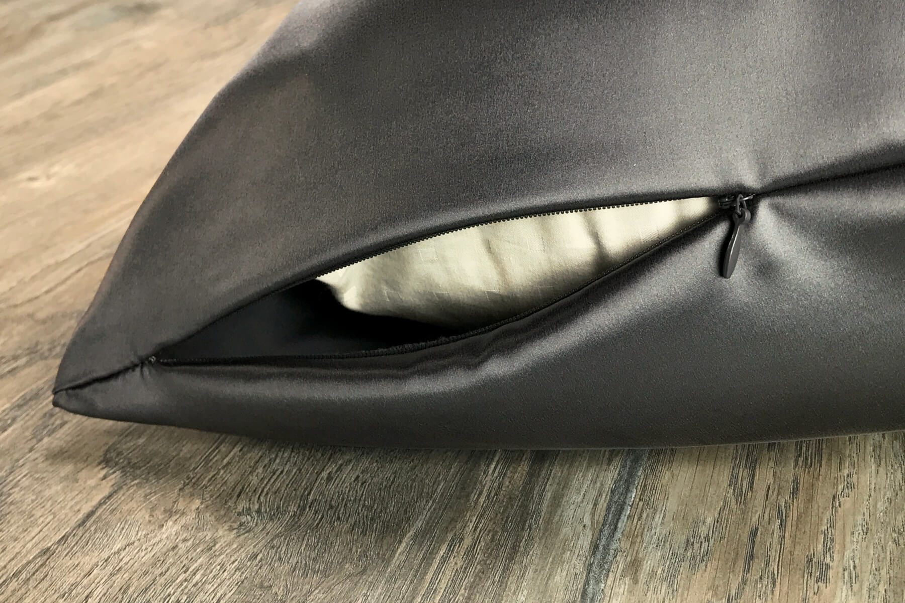 Celestial Silk charcoal gray silk pillowcase with hidden zipper