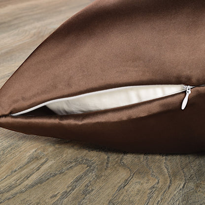Celestial Silk 25 momme silk pillowcase chocolate with hidden zipper