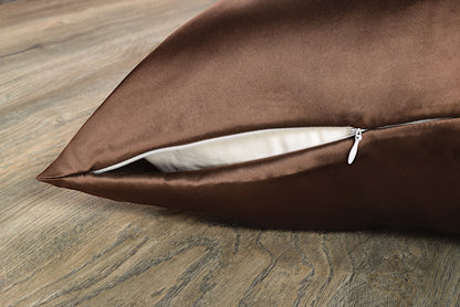 Celestial Silk 25 momme silk pillowcase chocolate with hidden zipper