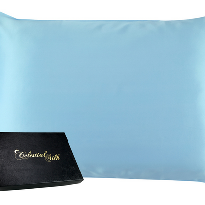 Celestial Silk icy blue silk pillowcase