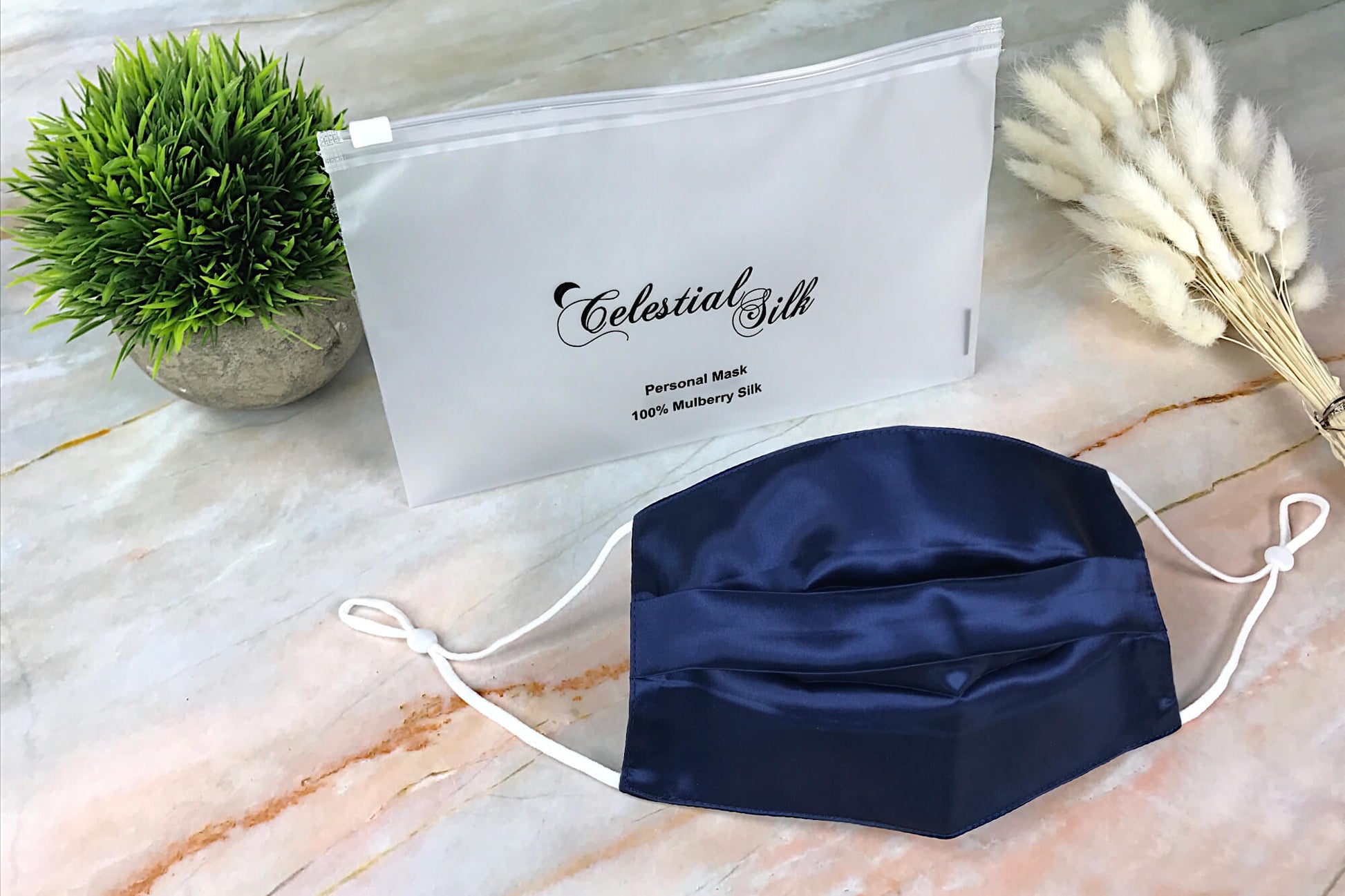 navy blue silk face mask pleated navy silk face covering pure silk face mask with carrying bag