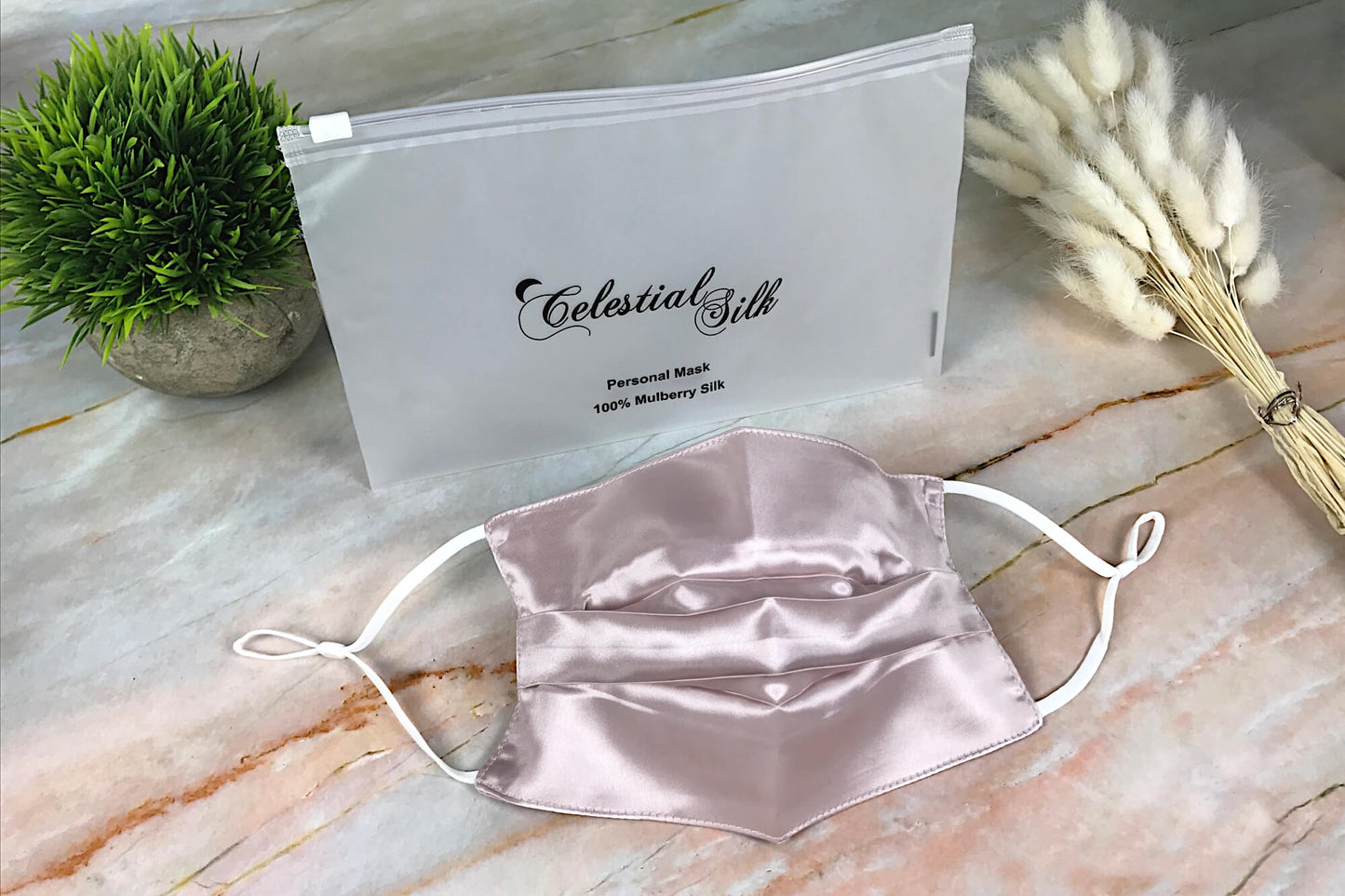 pink silk face mask pleated silk face mask pink silk face covering with carrying bag