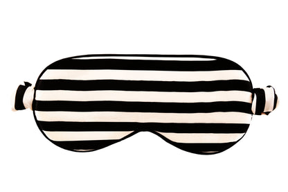 MULBERRY SILK EYE MASK - BLACK AND WHITE STRIPE - Outlet