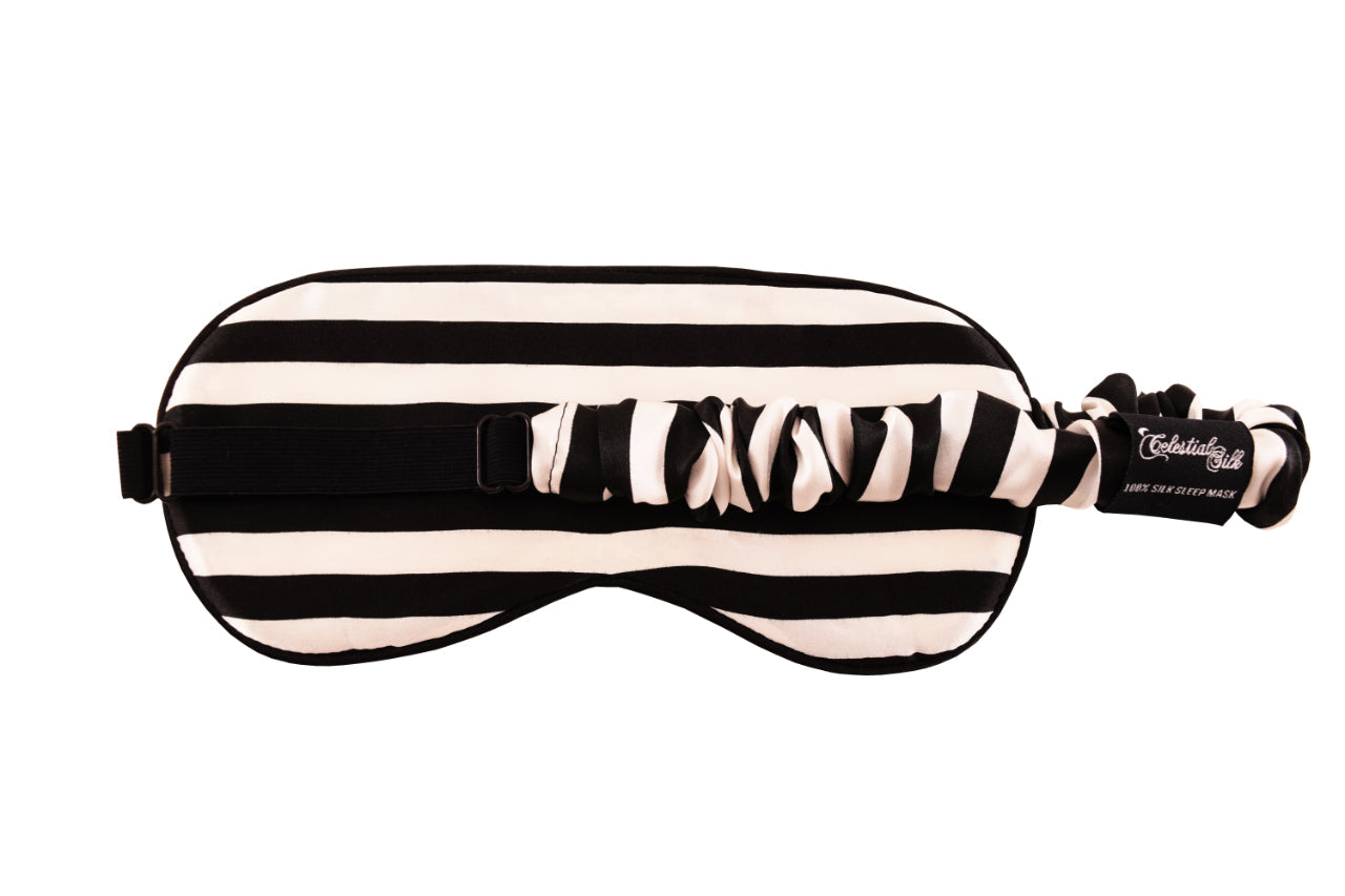 black and white striped silk eye mask mulberry silk filled eye mask