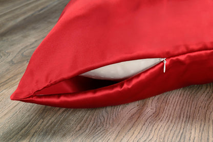 Celestial Silk Bright Red 25 mm silk pillowcase with hidden zipper