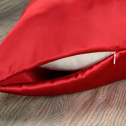 Celestial Silk bright red silk pillowcase with hidden zipper