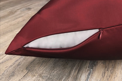 Celestial Silk maroon silk pillowcase with hidden zipper