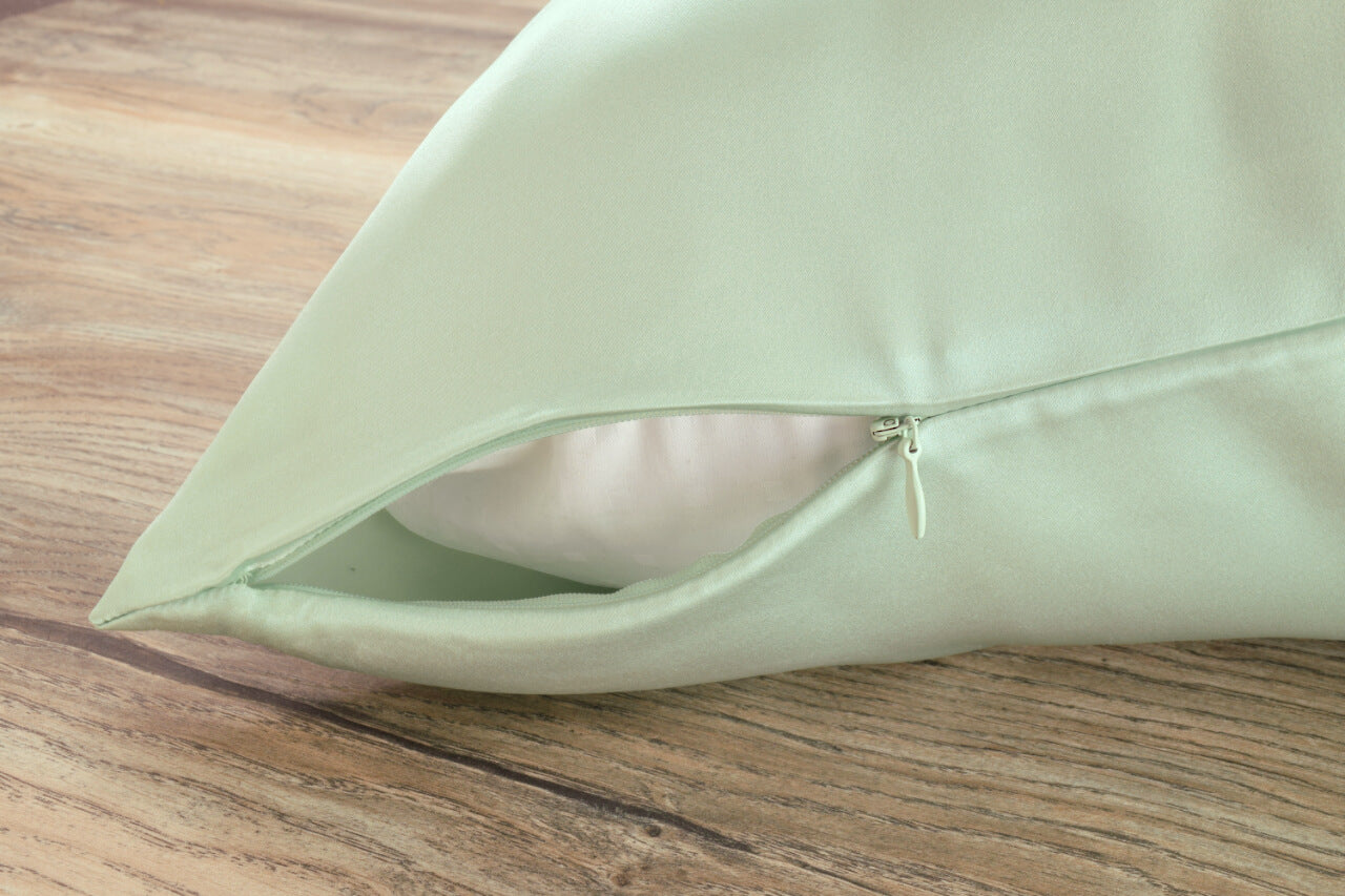 Celestial Silk mint green silk pillowcase with hidden zipper