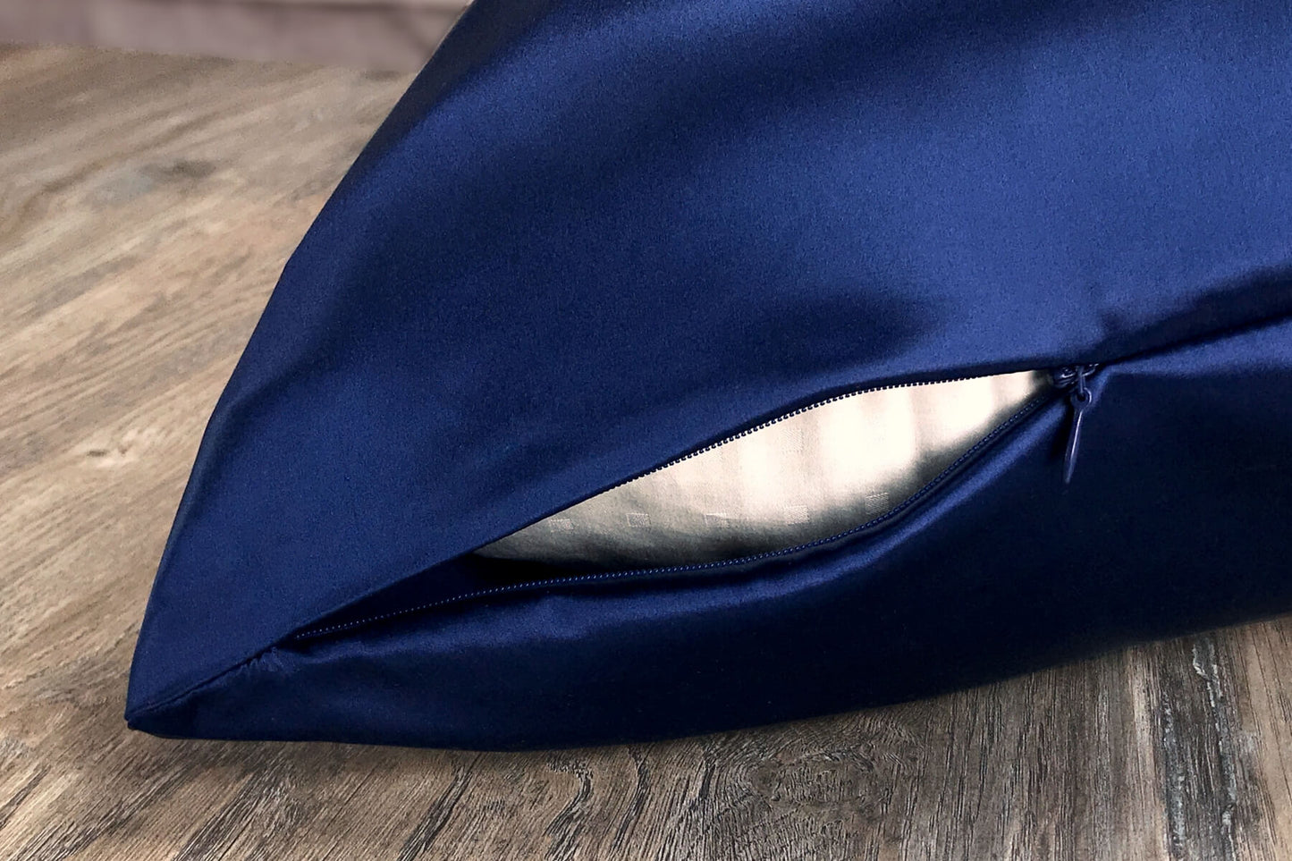 Celestial Silk navy blue silk pillowcase with hidden zipper