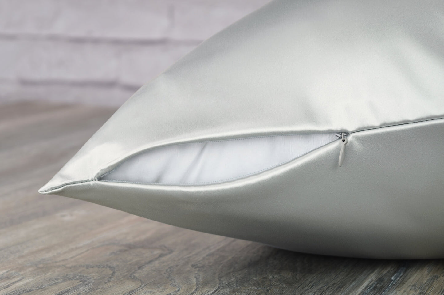 Celestial Silk silver silk pillowcase with hidden zipper