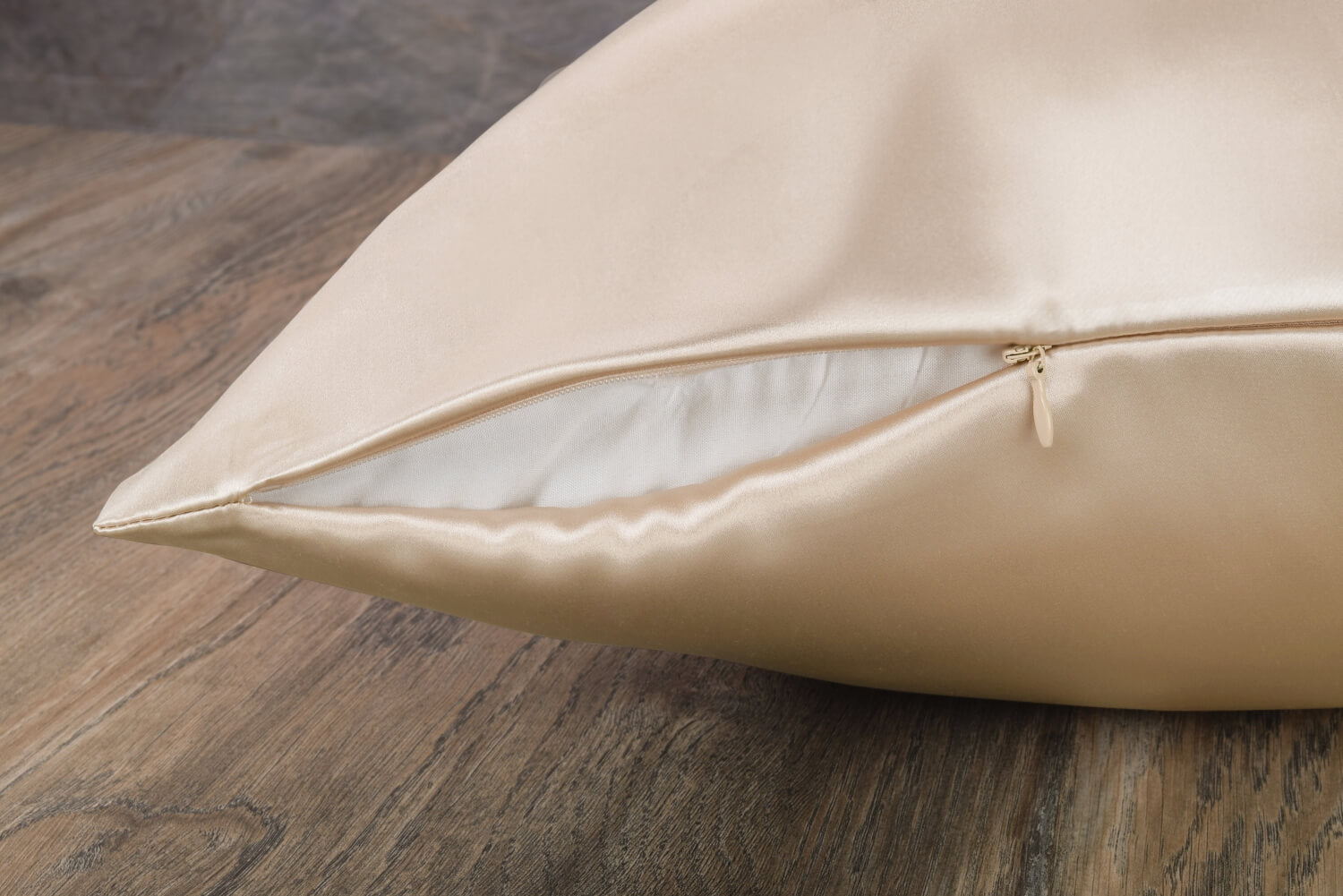 Celestial Silk taupe silk pillowcase with hidden zipper