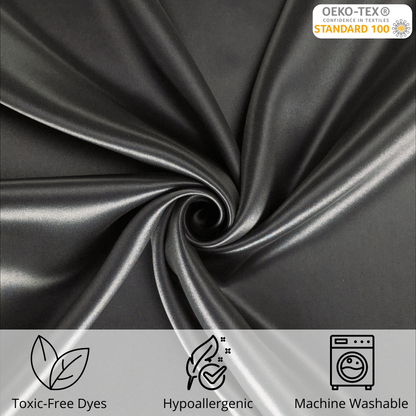 Celestial Silk charcoal gray 25 mm silk swatch close up in swirl pattern