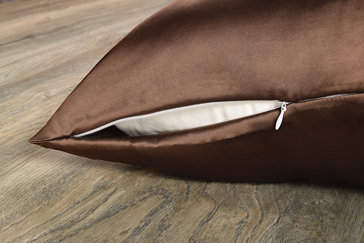 Celestial Silk chocolate silk pillowcase with hidden zipper