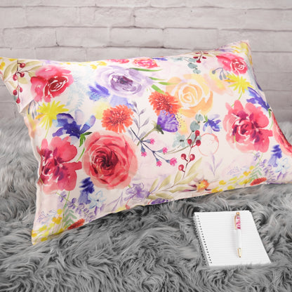 Silk Pillowcase - 25 Momme Pure Mulberry Silk - Floral