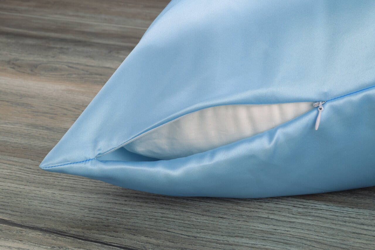 Blue satin outlet pillow