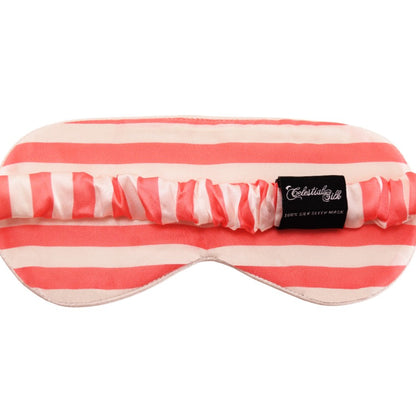 Mulberry Silk Eye Mask - Pink and White Stripe