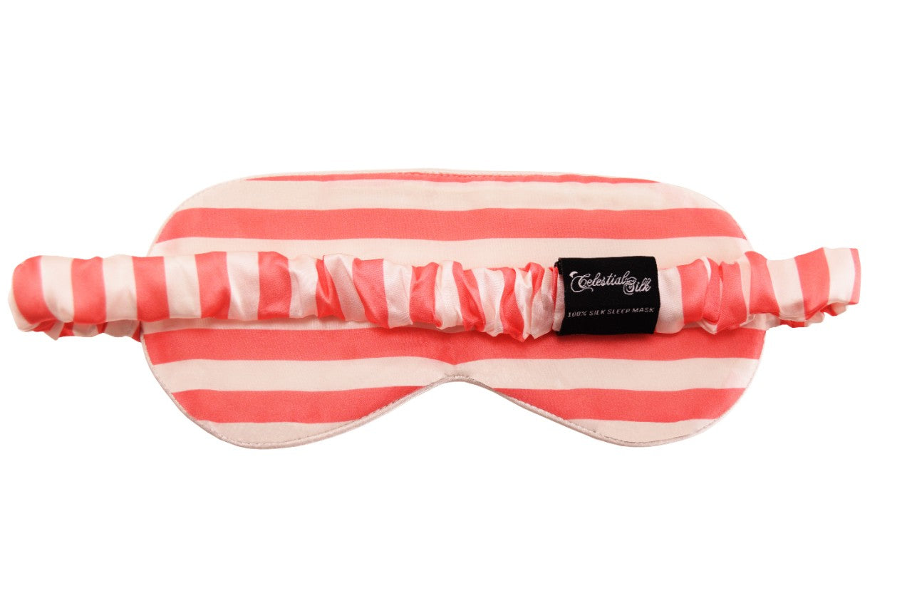 Mulberry Silk Eye Mask - Pink and White Stripe - Outlet