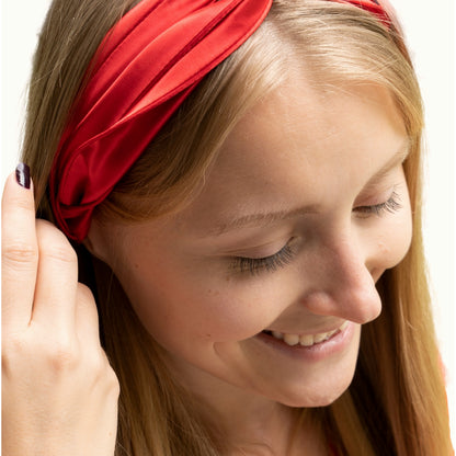  Red by Kiss Silky Headband for Women Twist Knotted