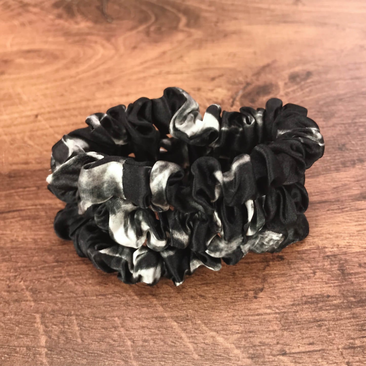 Silk Hair Ties - Black Marble (Skinny)